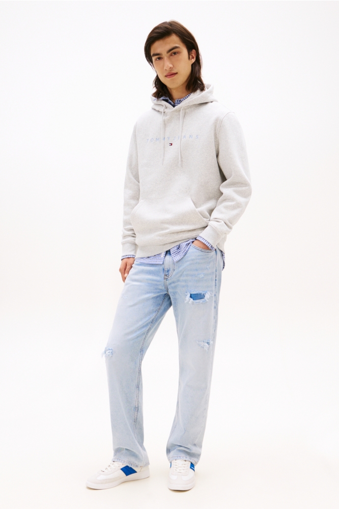 TJM REG LINEAR LOGO HOODIE EXT DM0DM20746 P09 LT GREY HTR MULTI